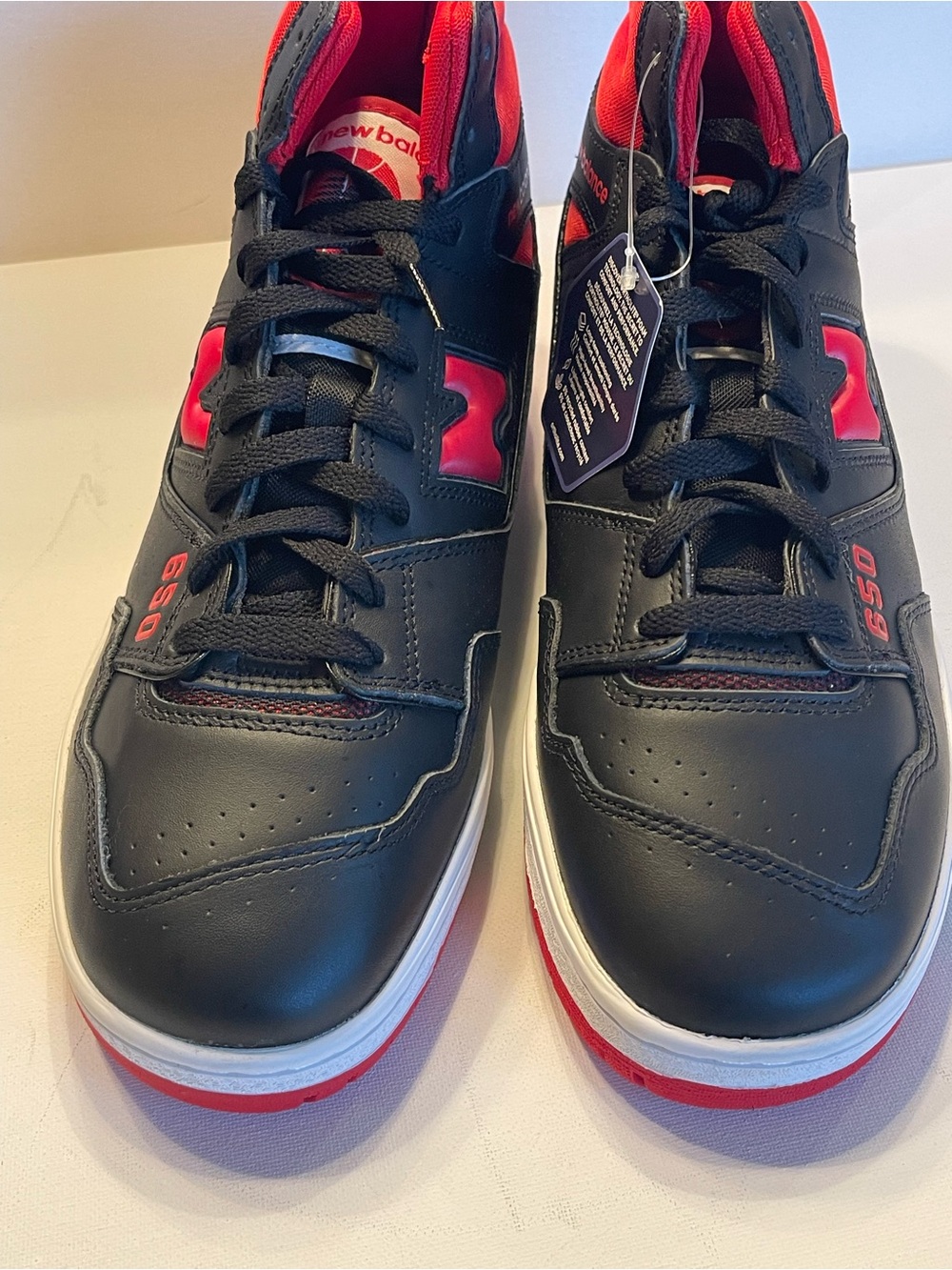 NWB NEW BALANCE 650R BLACK RED MENS 10 “BRED” BB650RBR PREMIUM LEATHER SNEAKER - Picture 8 of 17